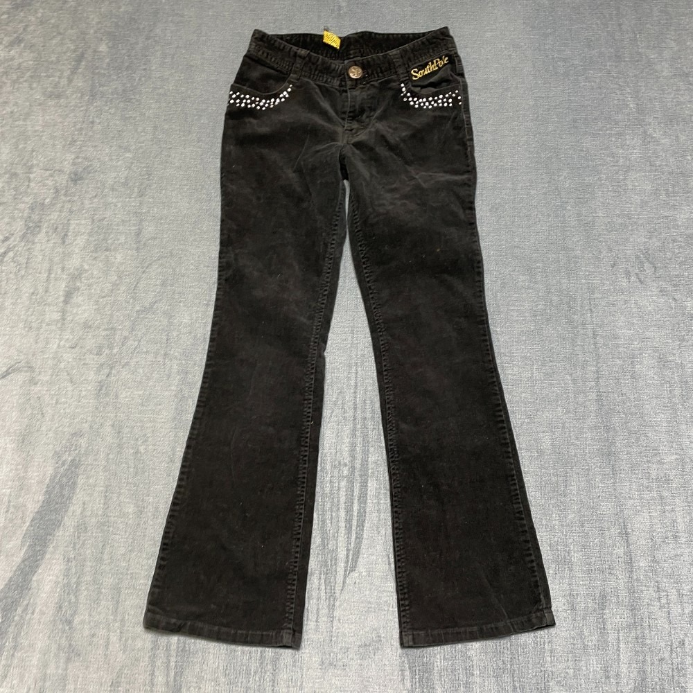 Southpole Corduroy Pants Womens 24x25 Black Dark Wash Flared Leg All Day Comfort